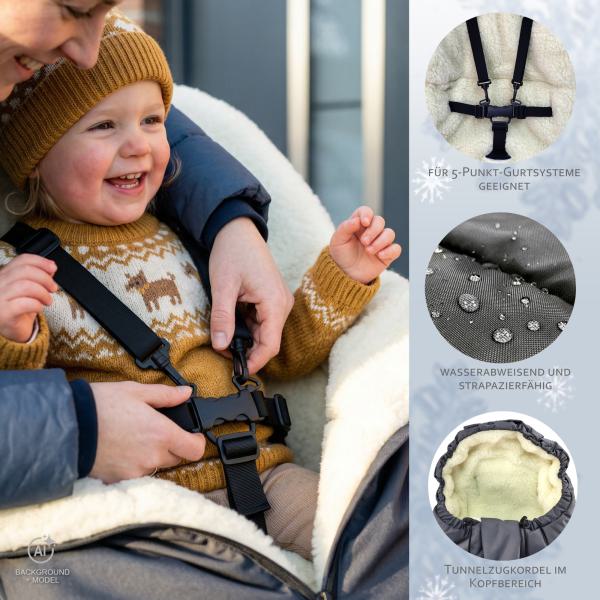 BAMBINIWELT Winterfußsack in Mumienform für Kinderwagen und Buggy, 110cm, Wolle, Design MELIERT